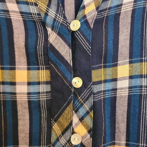 J Jill Womens Plaid Long Sleeve V-Neck Button Up Top Soft Modal Western Size S - Picture 5 of 10